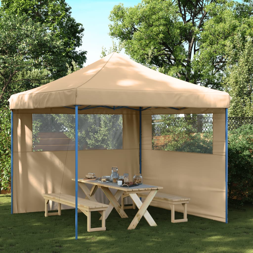 Partytent inklapbaar pop-up met 2 zijwanden beige is nu te koop bij PeponiXL, paradijselijk wonen!