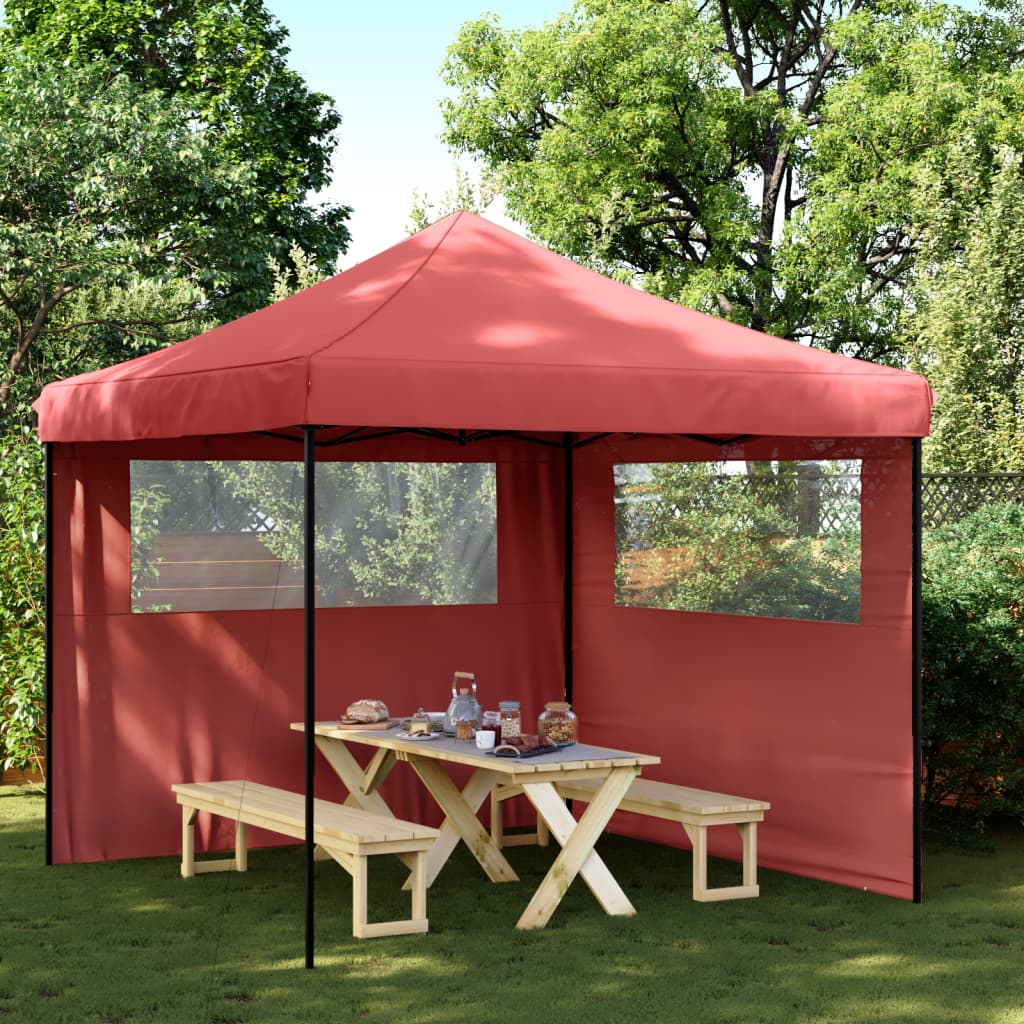 Partytent inklapbaar pop-up met 2 zijwanden bordeauxrood is nu te koop bij PeponiXL, paradijselijk wonen!