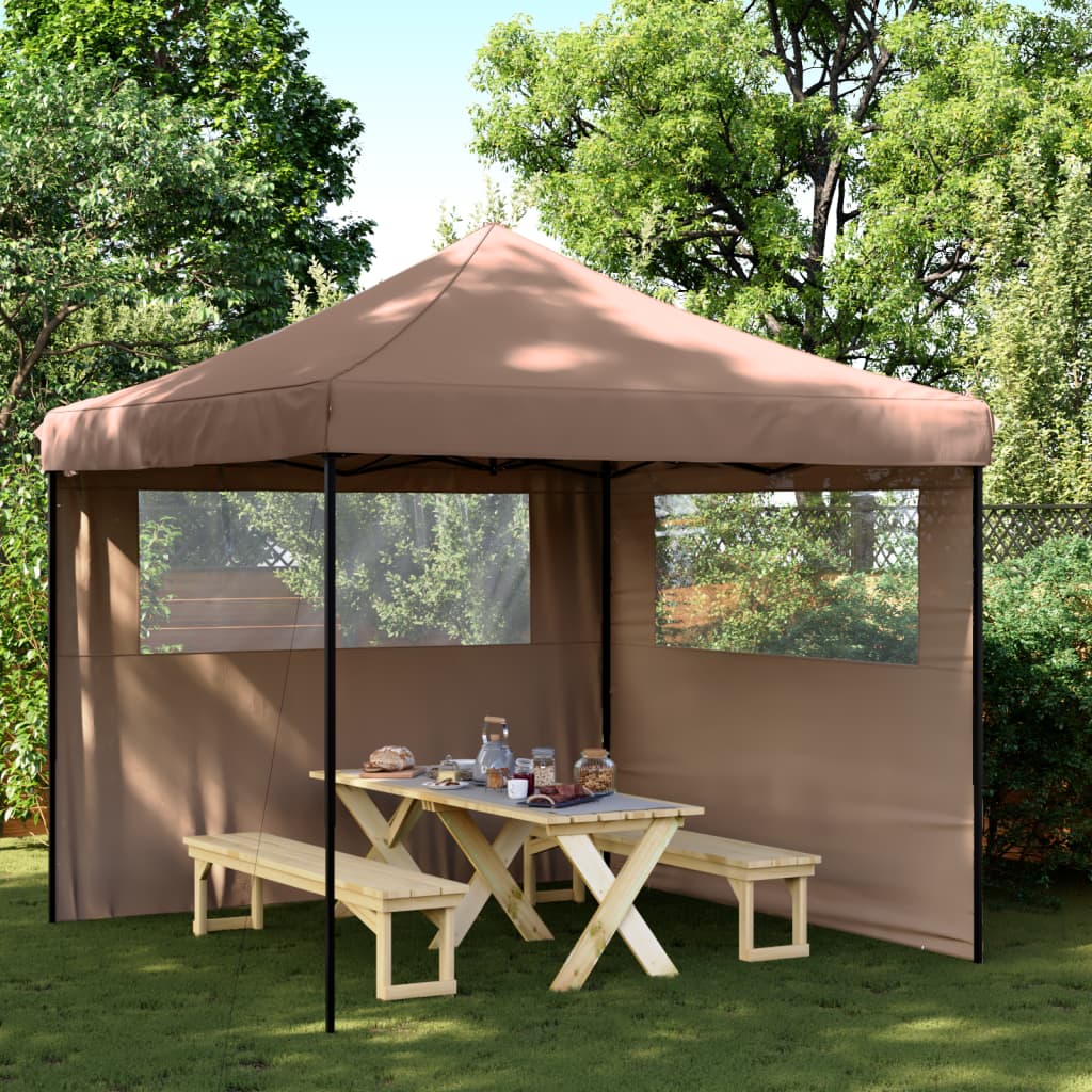 Partytent inklapbaar pop-up met 2 zijwanden bruin is nu te koop bij PeponiXL, paradijselijk wonen!