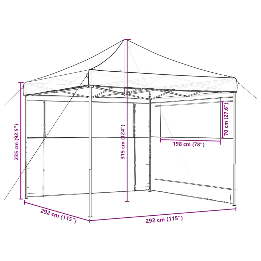 Partytent inklapbaar pop-up met 2 zijwanden terracottakleurig is nu te koop bij PeponiXL, paradijselijk wonen!