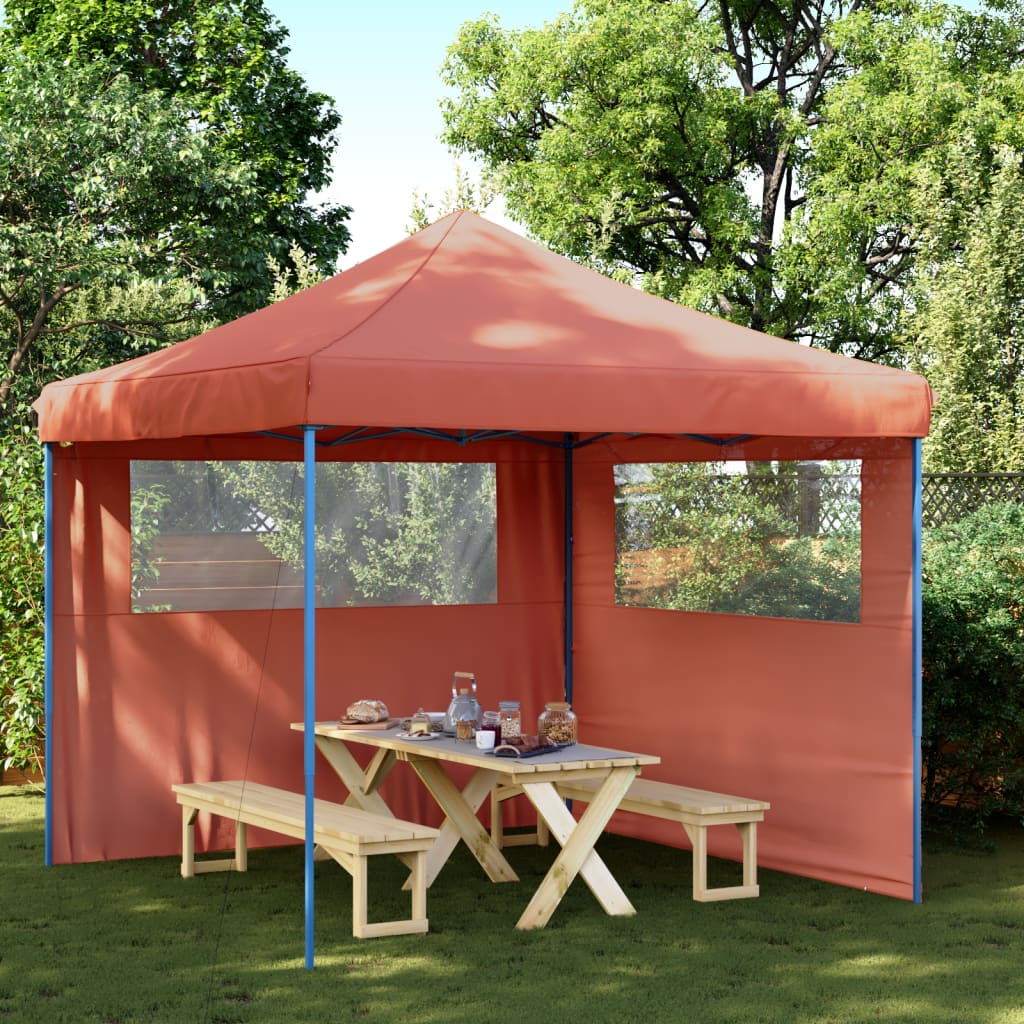 Partytent inklapbaar pop-up met 2 zijwanden terracottakleurig is nu te koop bij PeponiXL, paradijselijk wonen!