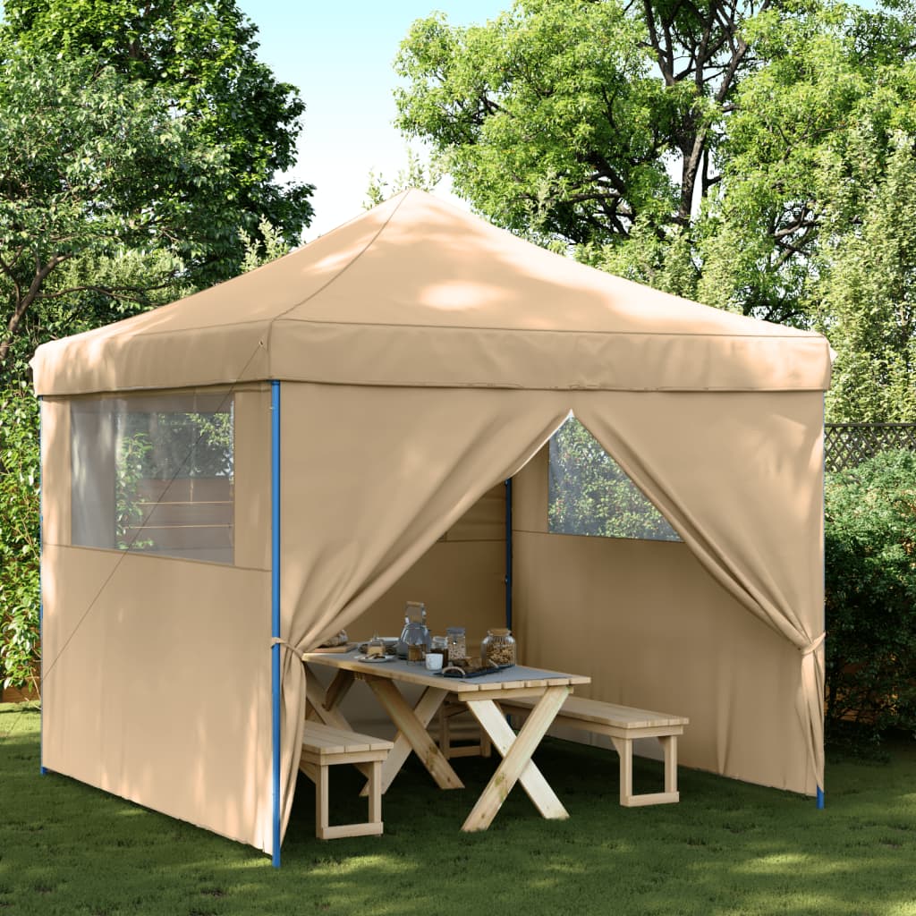 Partytent inklapbaar pop-up met 4 zijwanden beige is nu te koop bij PeponiXL, paradijselijk wonen!