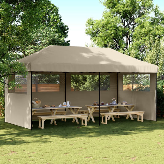 Partytent inklapbaar pop-up met 3 zijwanden taupe is nu te koop bij PeponiXL, paradijselijk wonen!