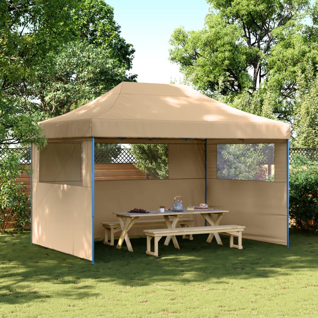 Partytent inklapbaar pop-up met 3 zijwanden beige is nu te koop bij PeponiXL, paradijselijk wonen!