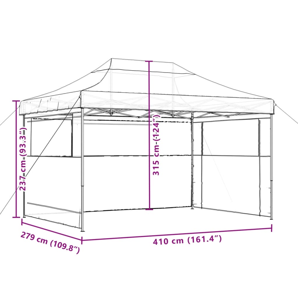 Partytent inklapbaar pop-up met 3 zijwanden taupe is nu te koop bij PeponiXL, paradijselijk wonen!