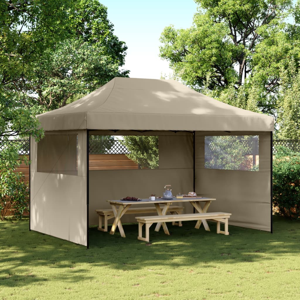 Partytent inklapbaar pop-up met 3 zijwanden taupe is nu te koop bij PeponiXL, paradijselijk wonen!