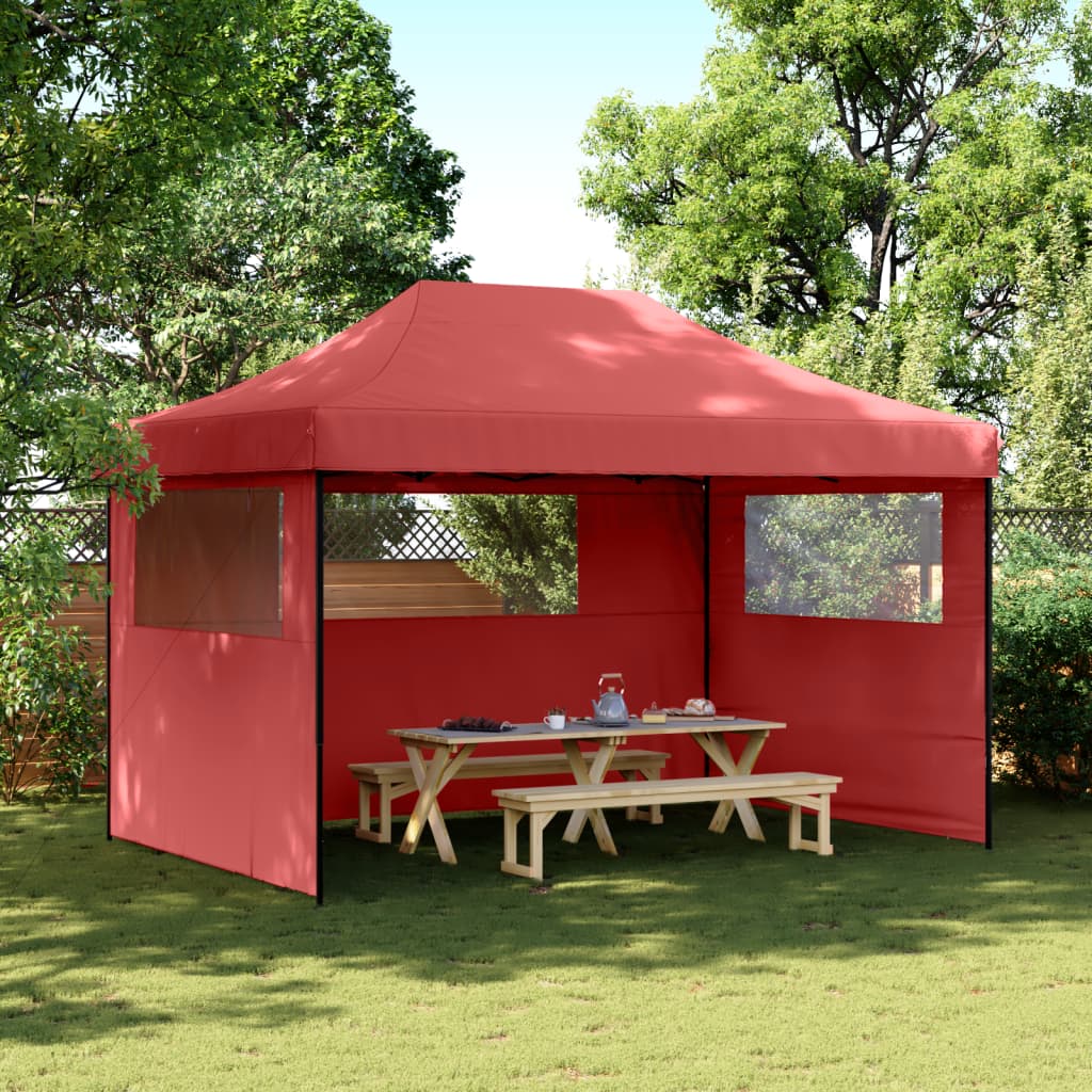 Partytent inklapbaar pop-up met 3 zijwanden bordeauxrood is nu te koop bij PeponiXL, paradijselijk wonen!