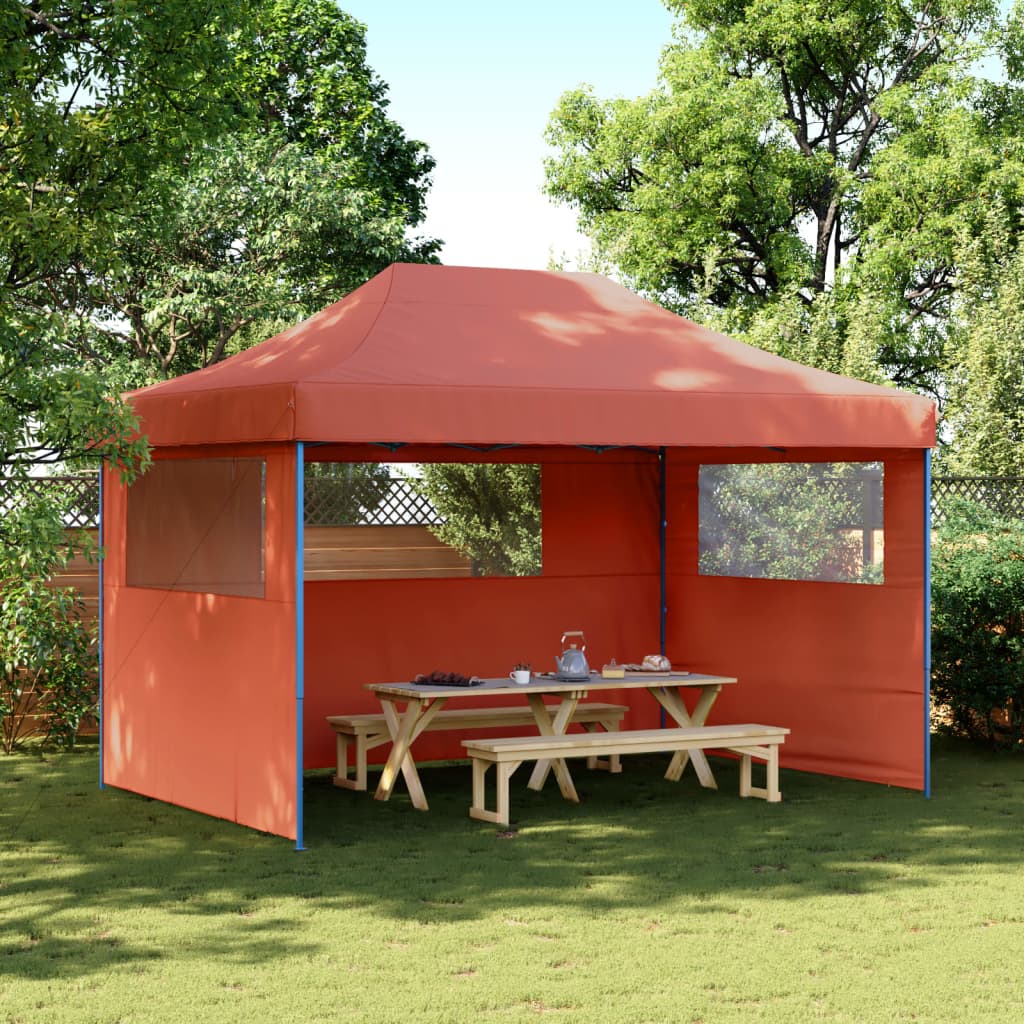 Partytent inklapbaar pop-up met 3 zijwanden terracottakleurig is nu te koop bij PeponiXL, paradijselijk wonen!