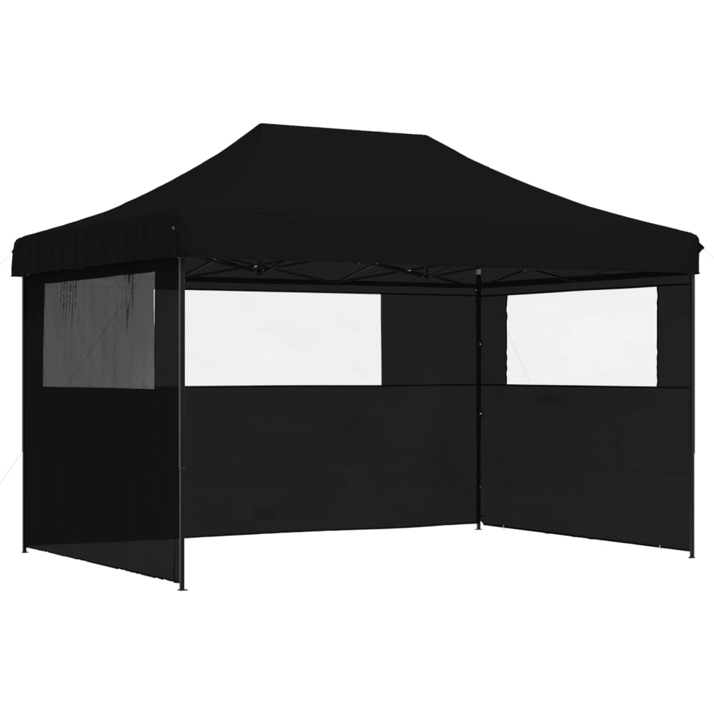 Partytent inklapbaar pop-up met 3 zijwanden zwart is nu te koop bij PeponiXL, paradijselijk wonen!