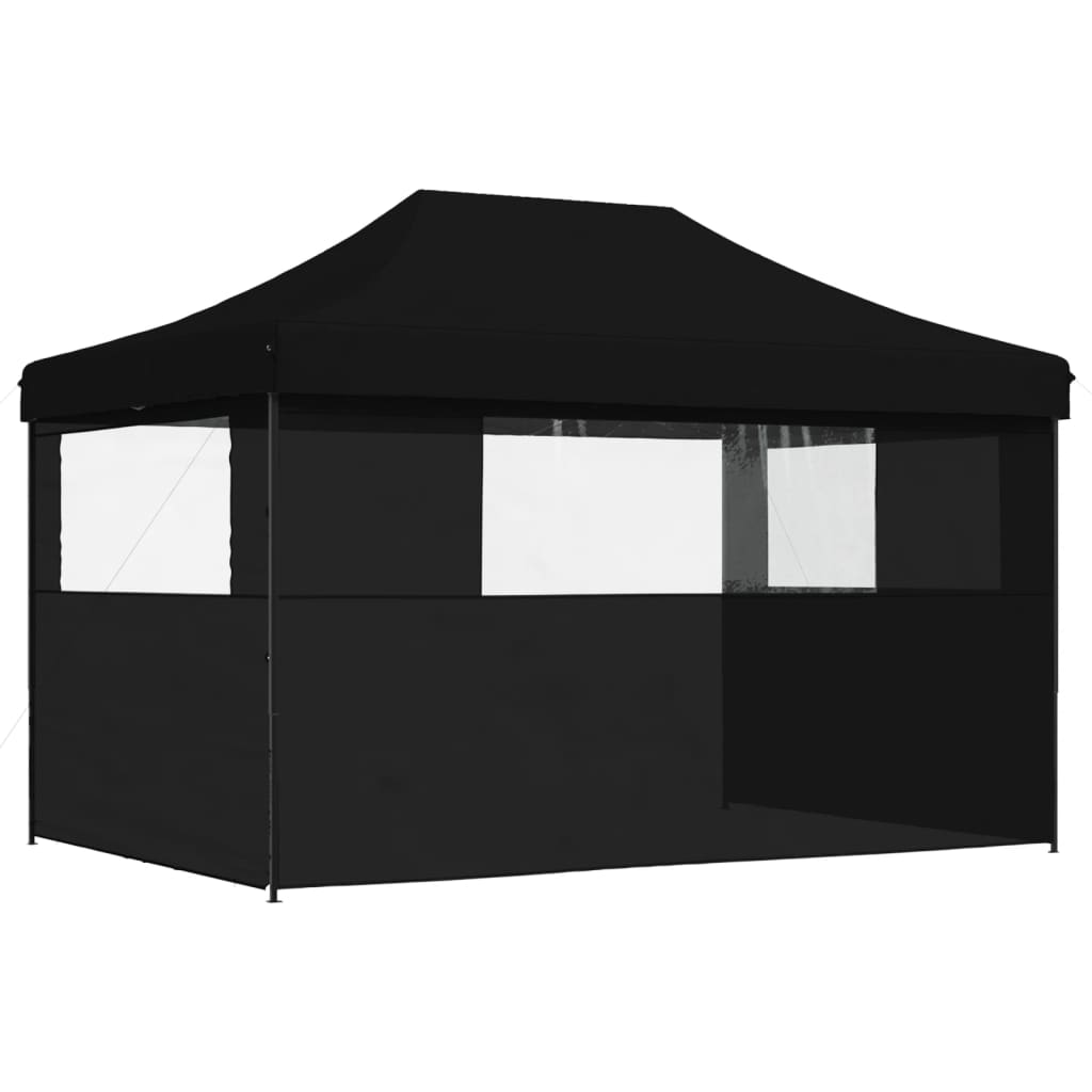 Partytent inklapbaar pop-up met 3 zijwanden zwart is nu te koop bij PeponiXL, paradijselijk wonen!