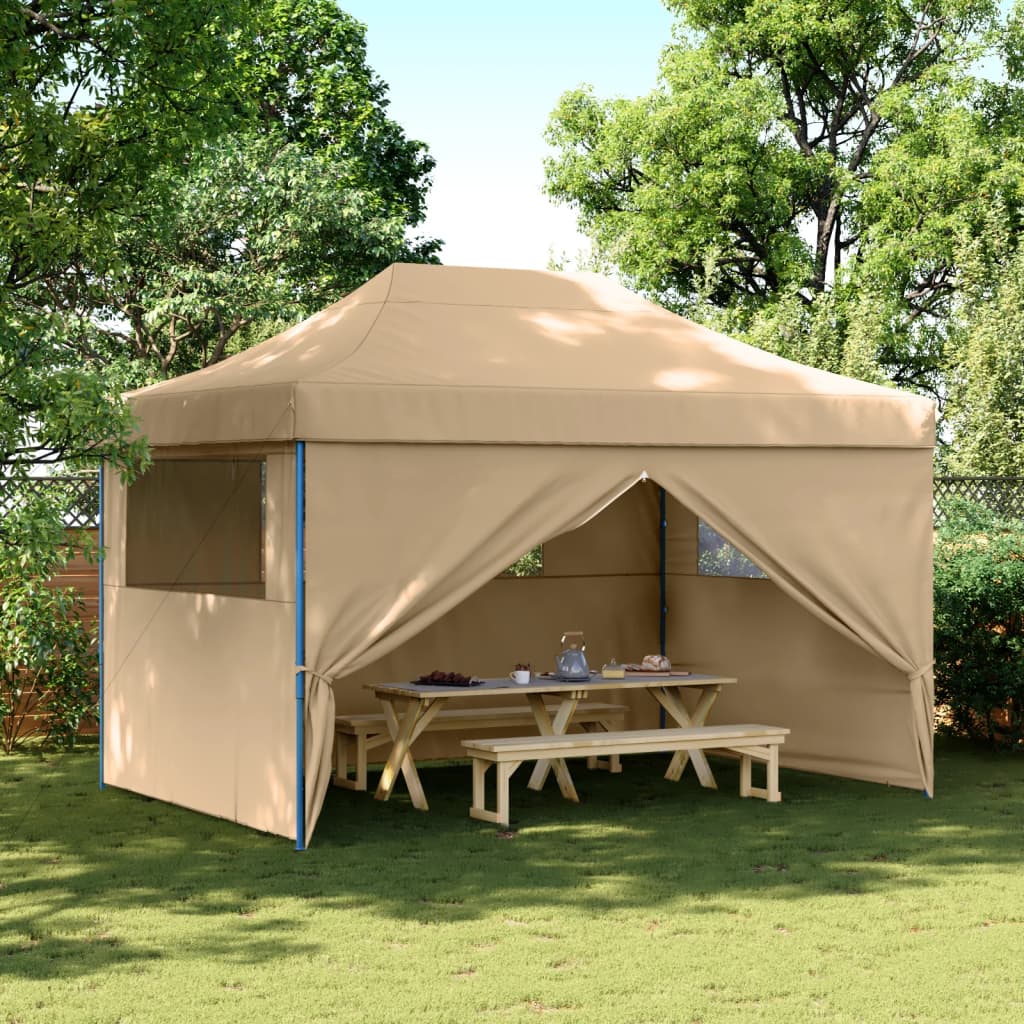 Partytent inklapbaar pop-up met 4 zijwanden beige is nu te koop bij PeponiXL, paradijselijk wonen!