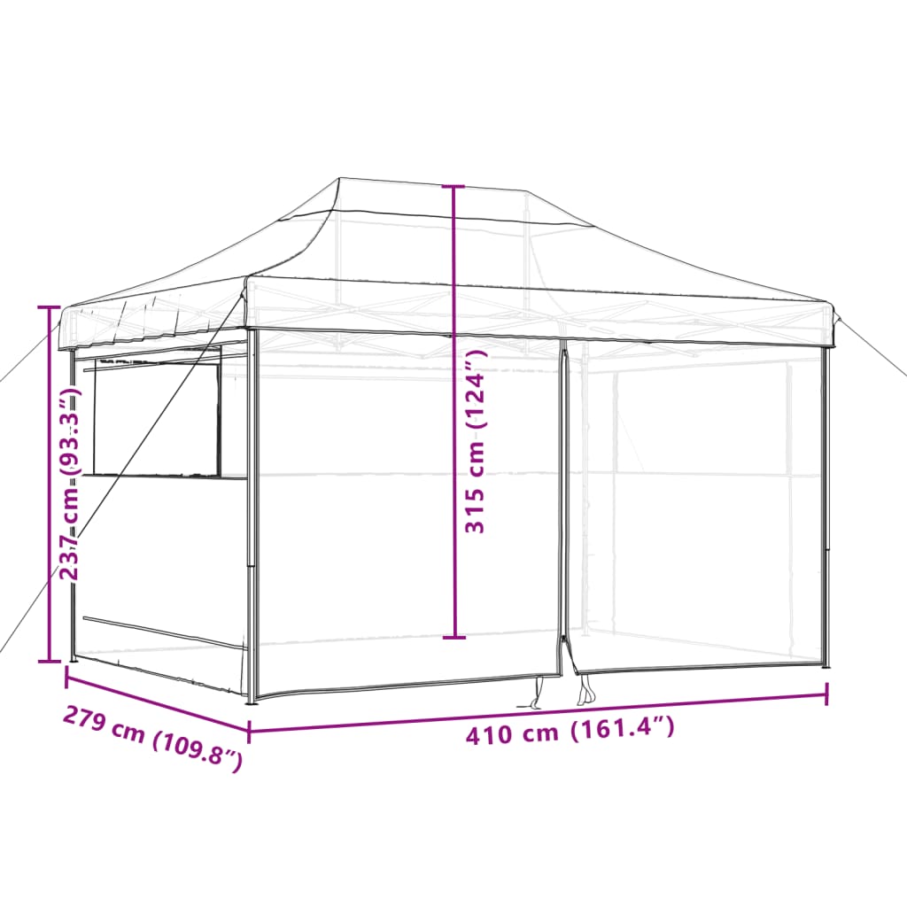 Partytent inklapbaar pop-up met 4 zijwanden bordeauxrood is nu te koop bij PeponiXL, paradijselijk wonen!