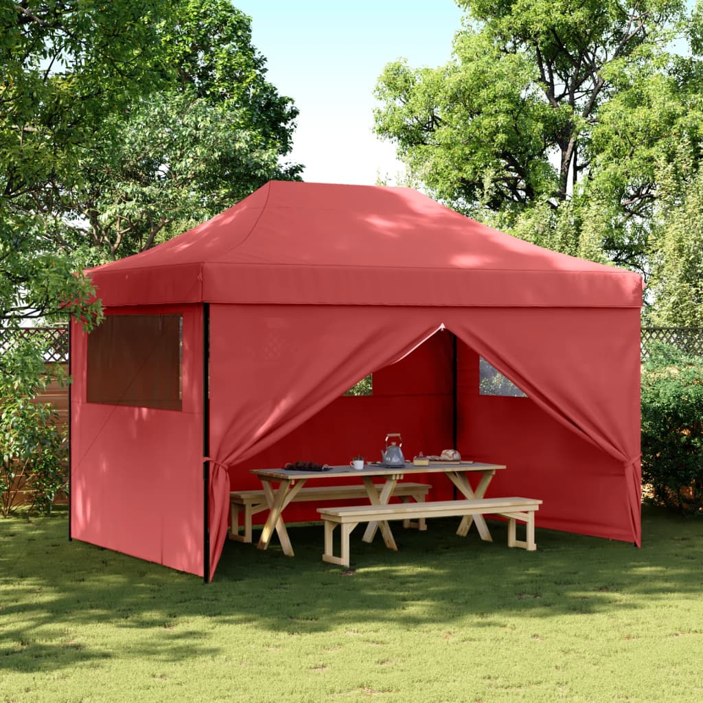 Partytent inklapbaar pop-up met 4 zijwanden bordeauxrood is nu te koop bij PeponiXL, paradijselijk wonen!