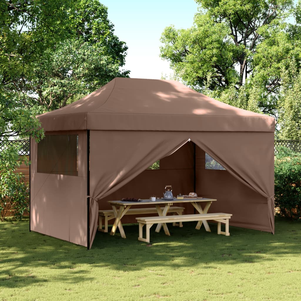 Partytent inklapbaar pop-up met 4 zijwanden bruin is nu te koop bij PeponiXL, paradijselijk wonen!