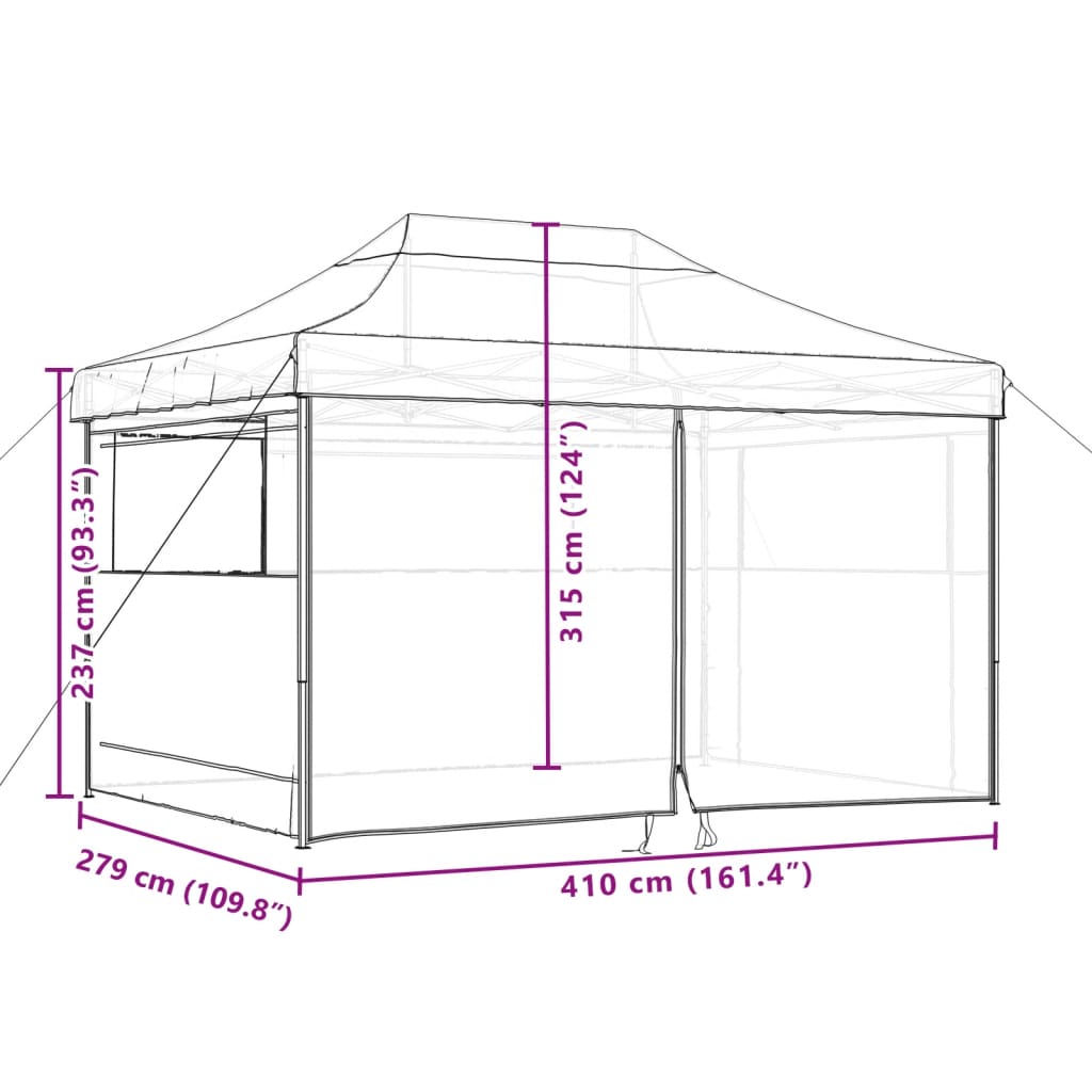 Partytent inklapbaar pop-up met 4 zijwanden terracottakleurig is nu te koop bij PeponiXL, paradijselijk wonen!