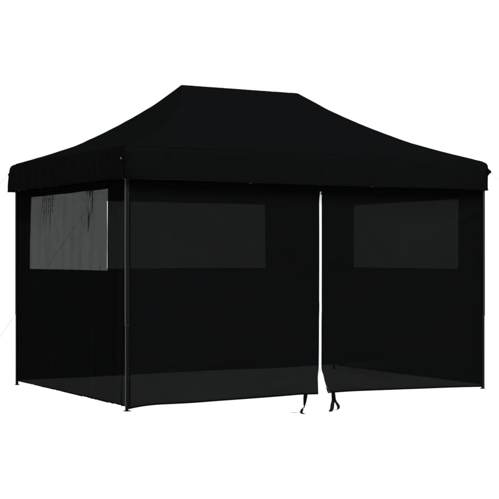 Partytent inklapbaar pop-up met 4 zijwanden zwart is nu te koop bij PeponiXL, paradijselijk wonen!