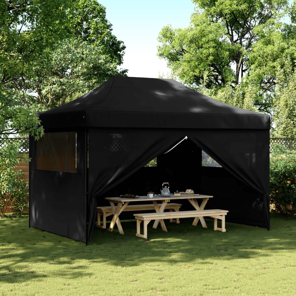 Partytent inklapbaar pop-up met 4 zijwanden zwart is nu te koop bij PeponiXL, paradijselijk wonen!