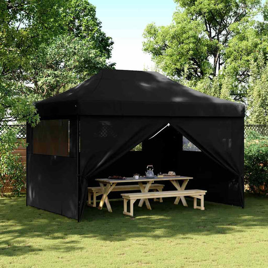 Partytent inklapbaar pop-up met 4 zijwanden zwart is nu te koop bij PeponiXL, paradijselijk wonen!
