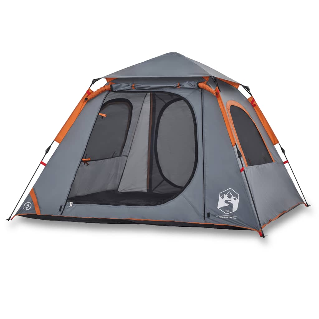 Koepeltent 4-persoons snelontgrendeling grijs en oranje is nu te koop bij PeponiXL, paradijselijk wonen!
