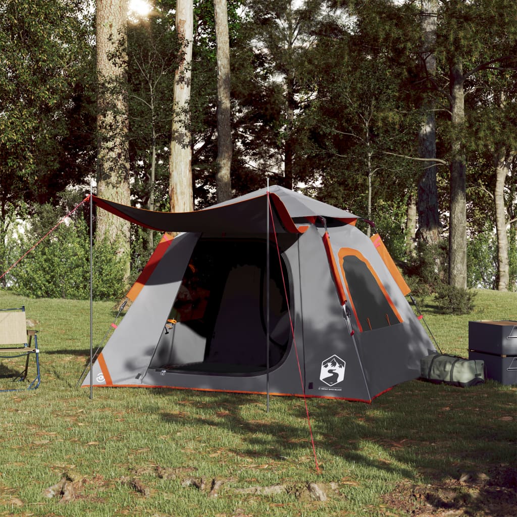 Koepeltent 4-persoons snelontgrendeling grijs en oranje is nu te koop bij PeponiXL, paradijselijk wonen!