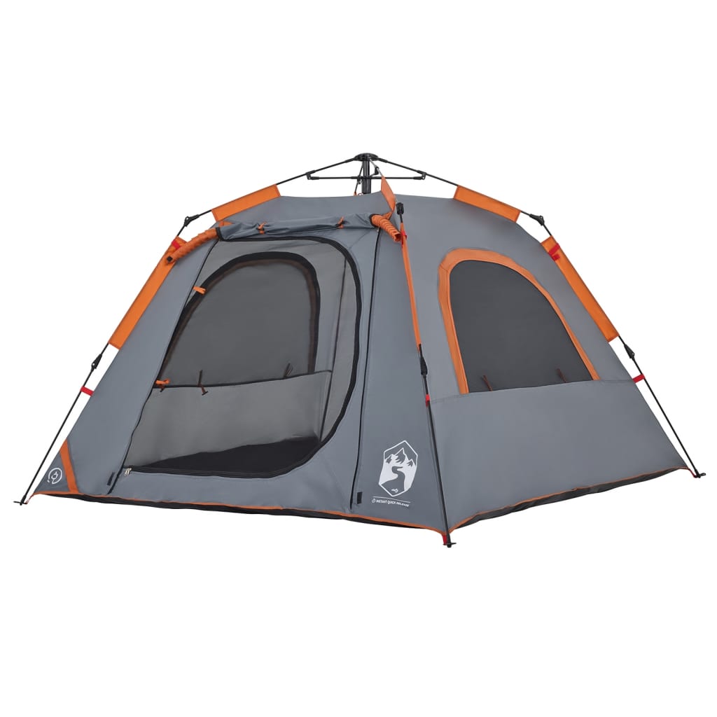 Koepeltent 4-persoons snelontgrendeling grijs en oranje is nu te koop bij PeponiXL, paradijselijk wonen!