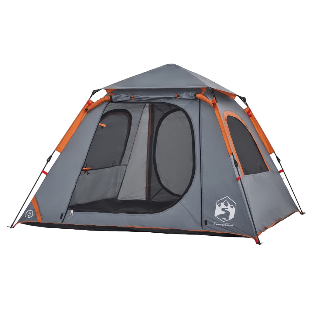 Koepeltent 4-persoons snelontgrendeling grijs en oranje is nu te koop bij PeponiXL, paradijselijk wonen!