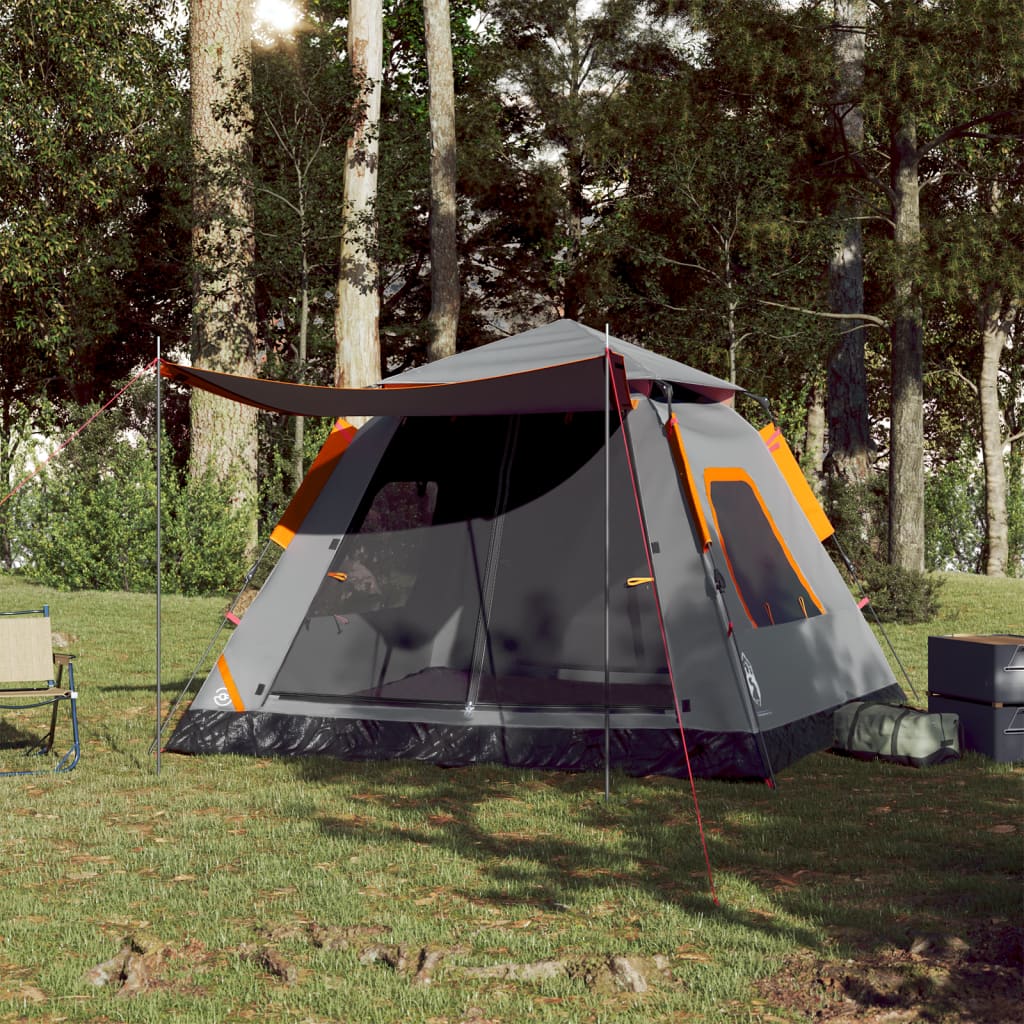 Koepeltent 5-persoons snelontgrendeling grijs en oranje is nu te koop bij PeponiXL, paradijselijk wonen!