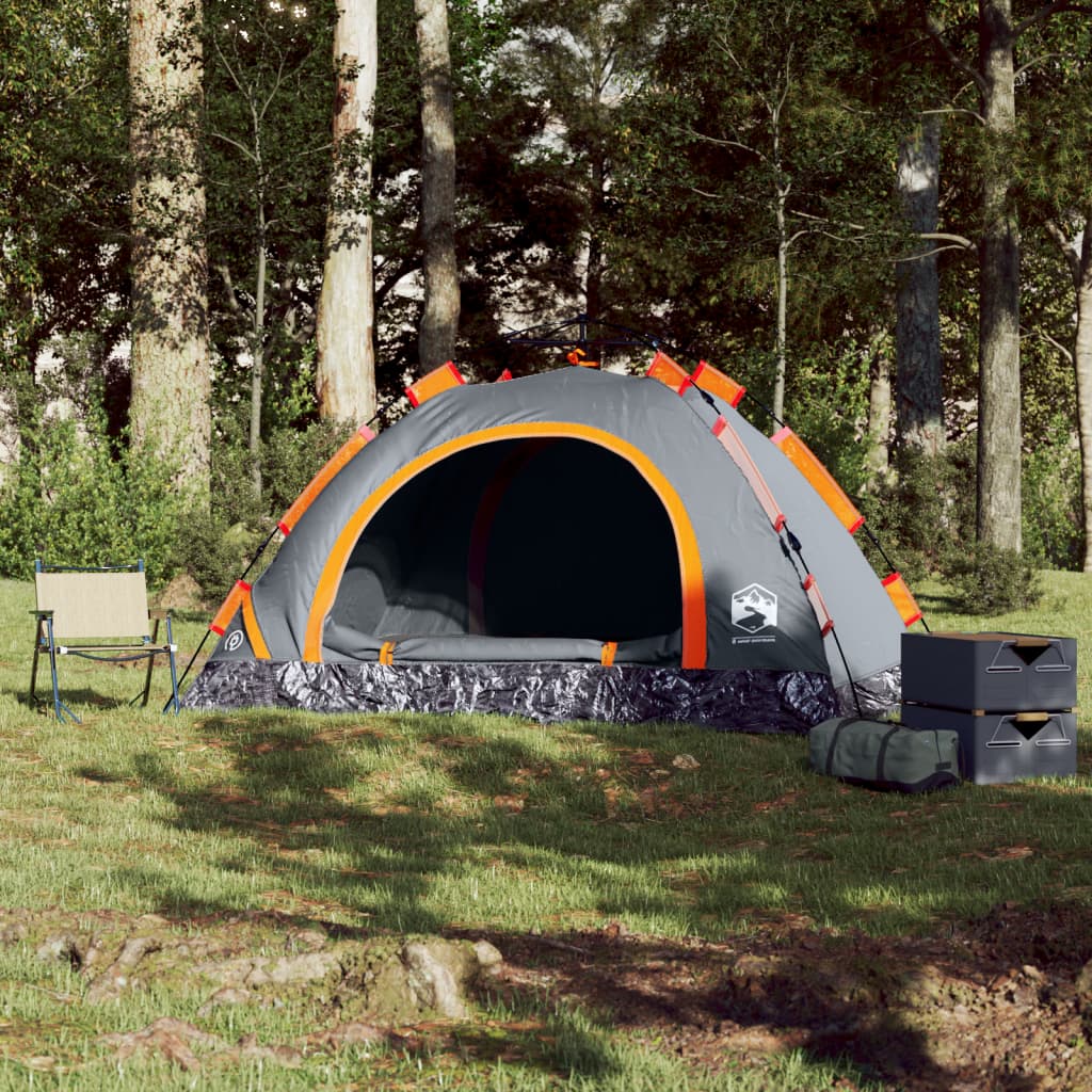 Tent 4-persoons snelontgrendeling grijs en oranje is nu te koop bij PeponiXL, paradijselijk wonen!
