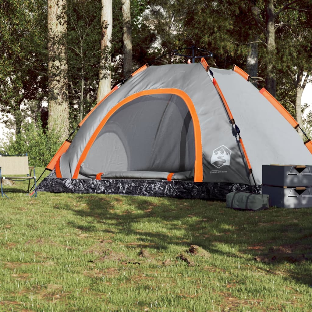 Tent 5-persoons snelontgrendeling grijs en oranje is nu te koop bij PeponiXL, paradijselijk wonen!