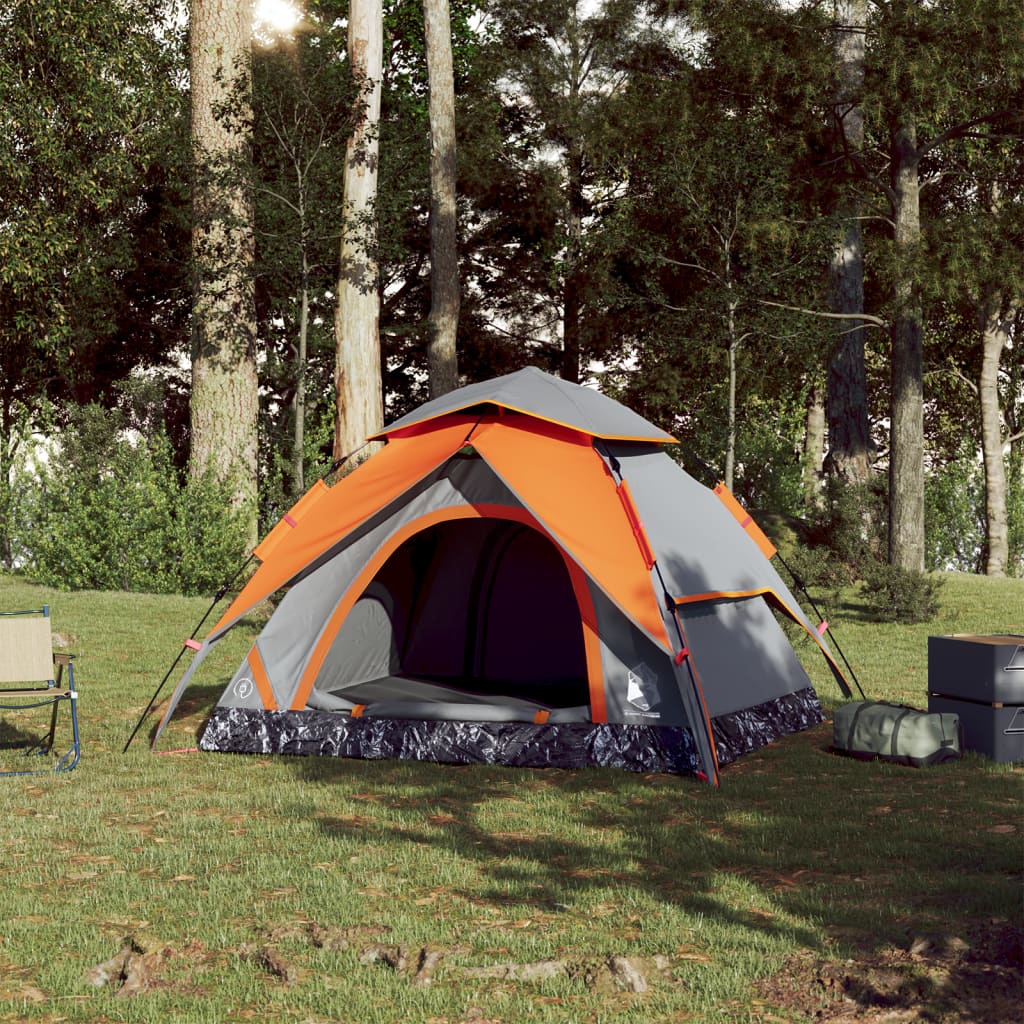 Koepeltent 4-persoons snelontgrendeling grijs en oranje is nu te koop bij PeponiXL, paradijselijk wonen!