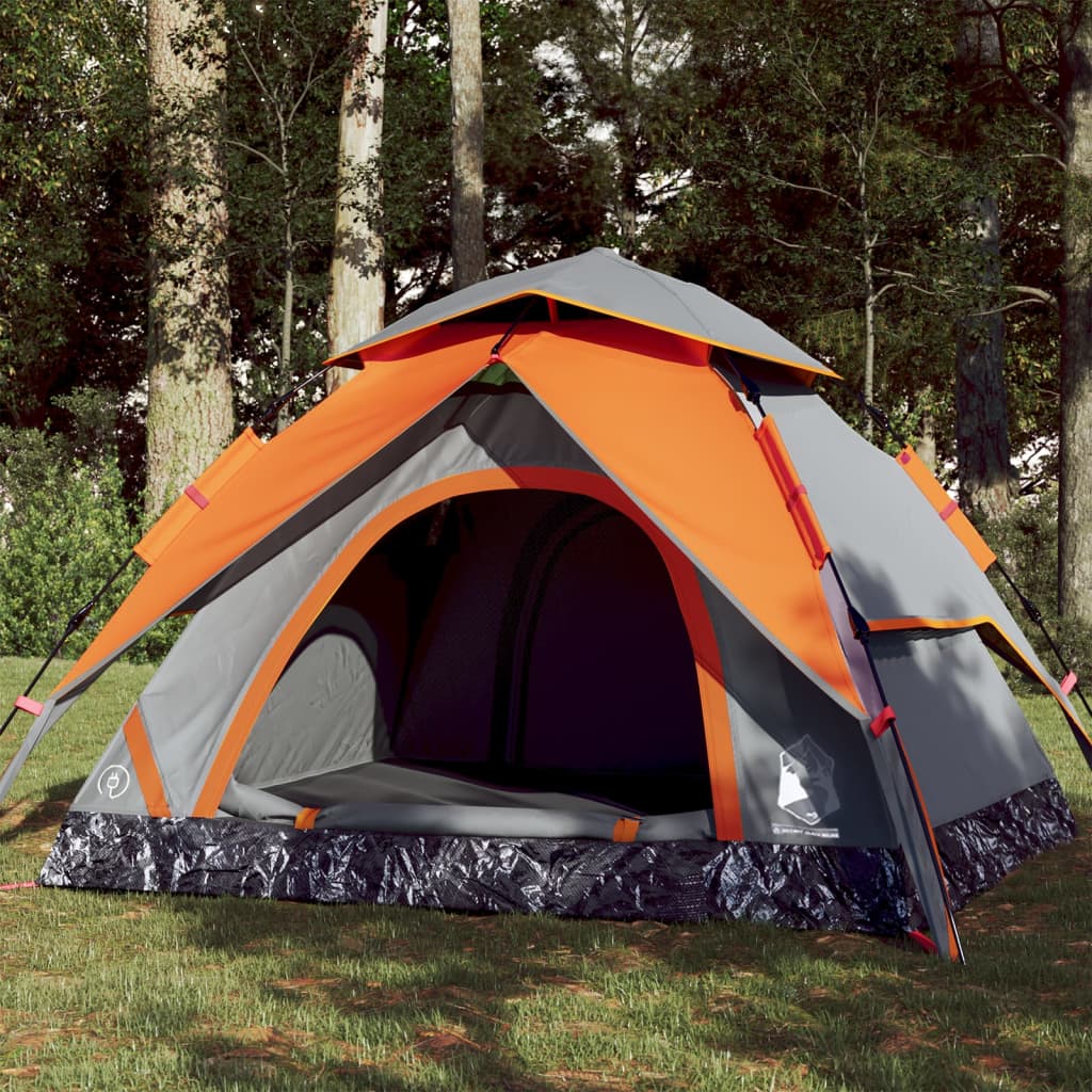 Koepeltent 4-persoons snelontgrendeling grijs en oranje is nu te koop bij PeponiXL, paradijselijk wonen!