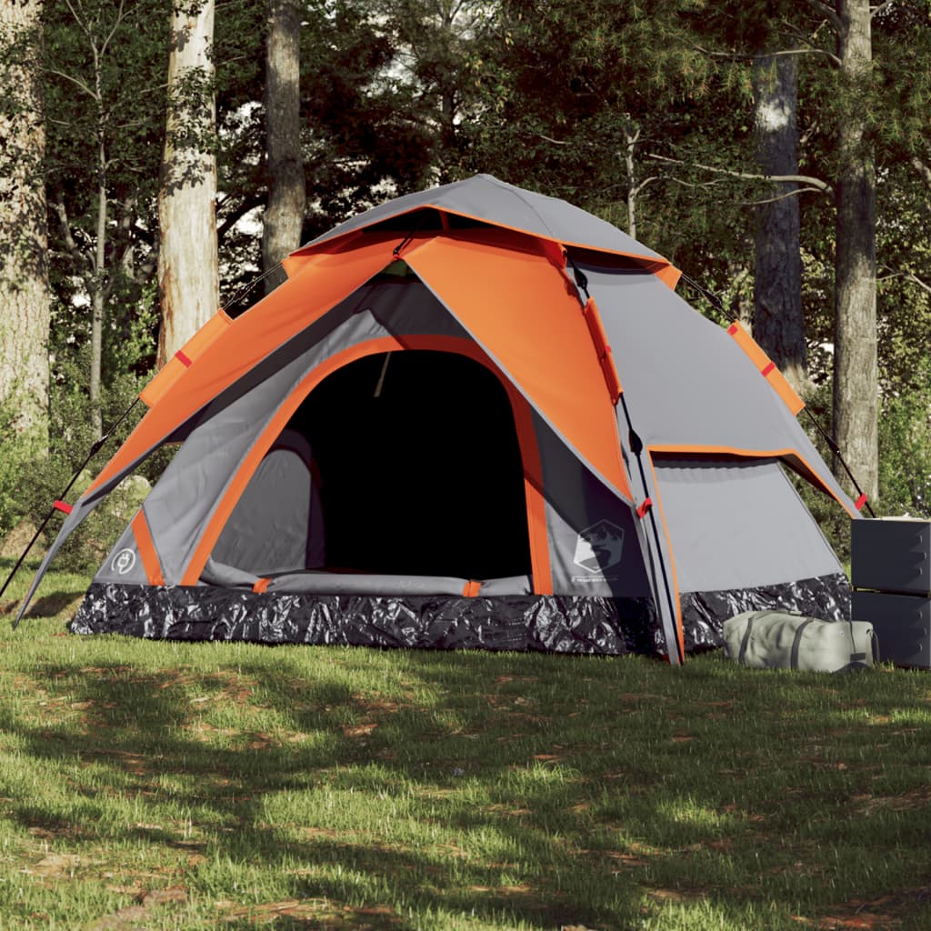 Koepeltent 5-persoons snelontgrendeling grijs en oranje is nu te koop bij PeponiXL, paradijselijk wonen!
