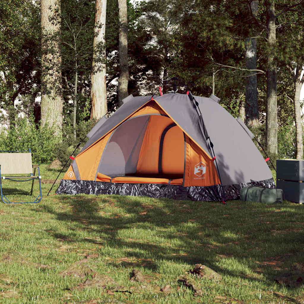 Koepeltent 3-persoons snelontgrendeling grijs en oranje is nu te koop bij PeponiXL, paradijselijk wonen!