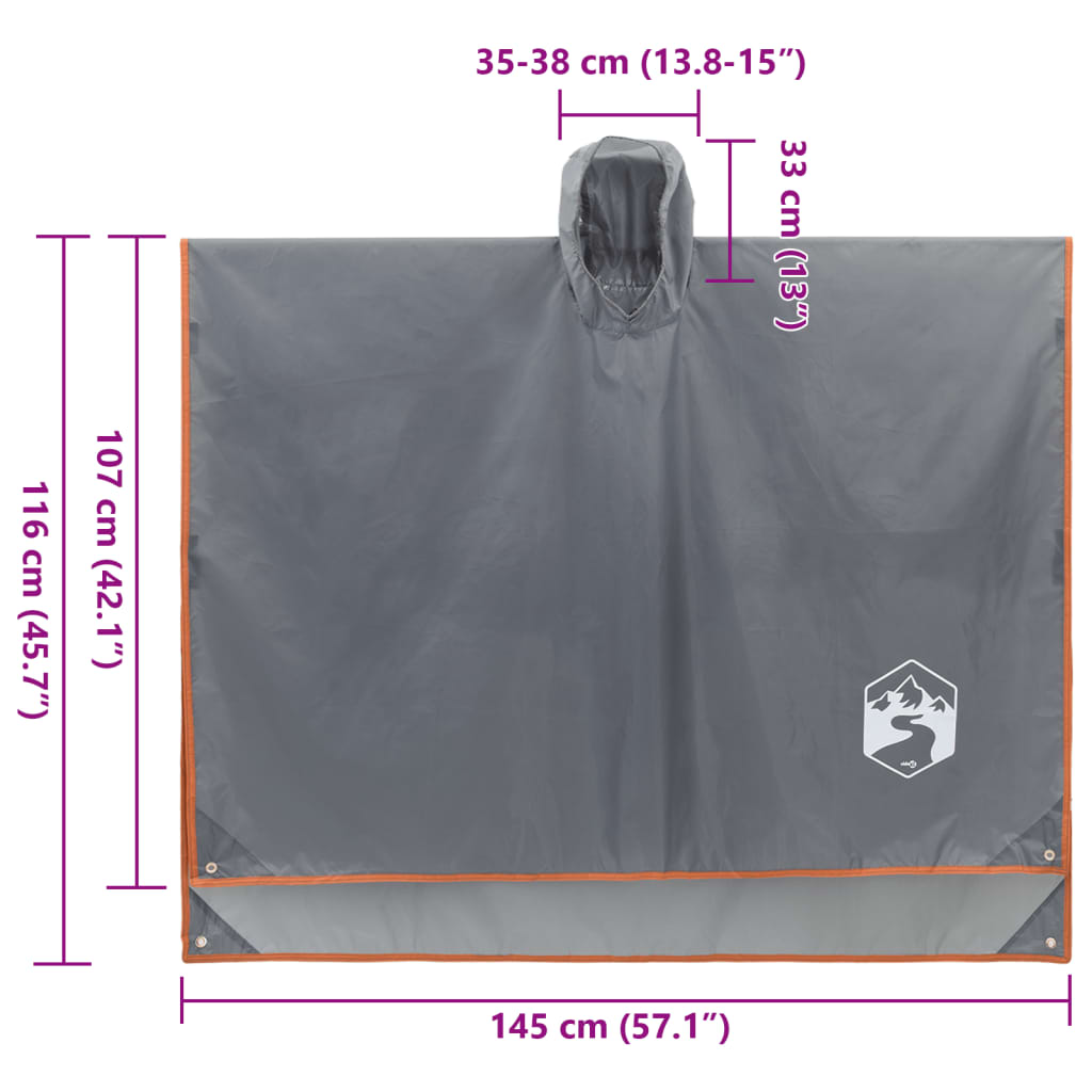 Regenponcho met capuchon 2-in-1 ontwerp 223x145 cm grijs oranje is nu te koop bij PeponiXL, paradijselijk wonen!
