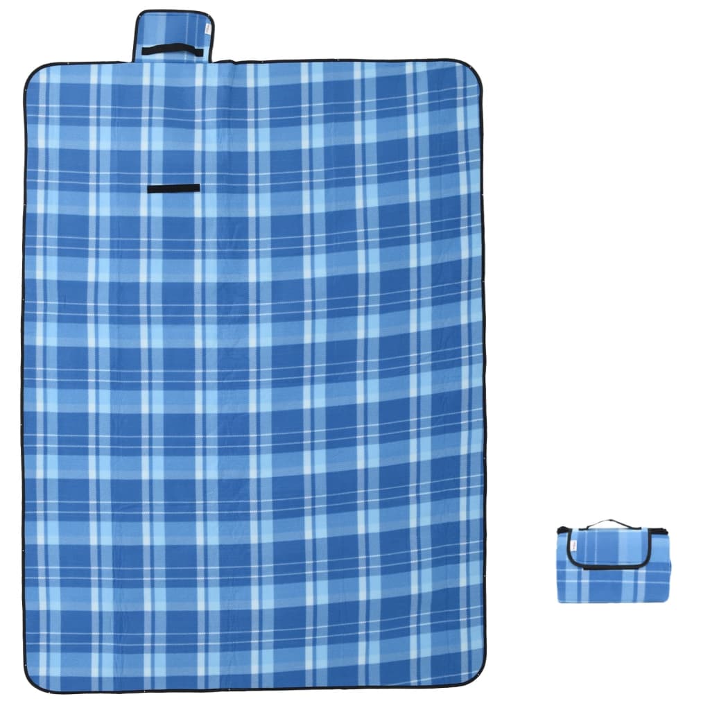 Picknickkleed opvouwbaar geruit 200x150 cm fluweel blauw is nu te koop bij PeponiXL, paradijselijk wonen!