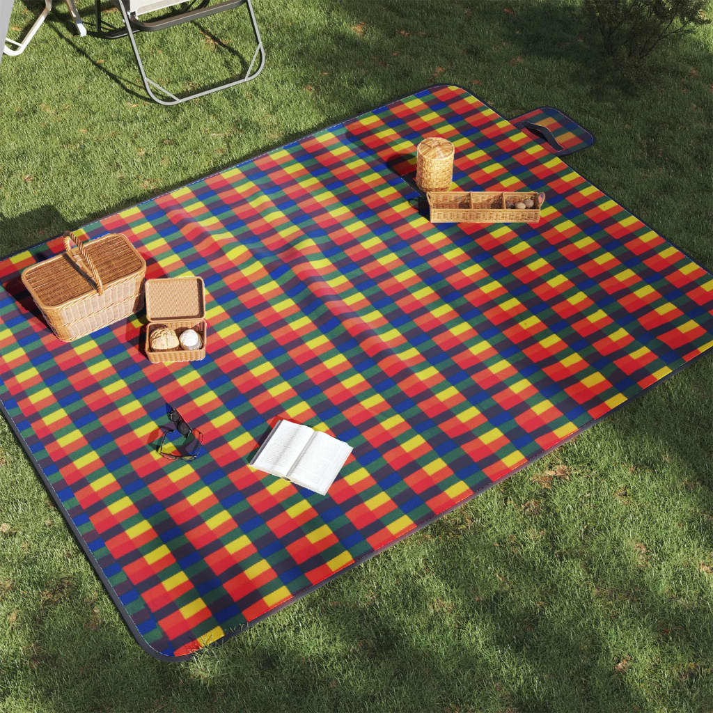 Picknickkleed opvouwbaar geruit 200x150 cm fluweel meerkleurig is nu te koop bij PeponiXL, paradijselijk wonen!