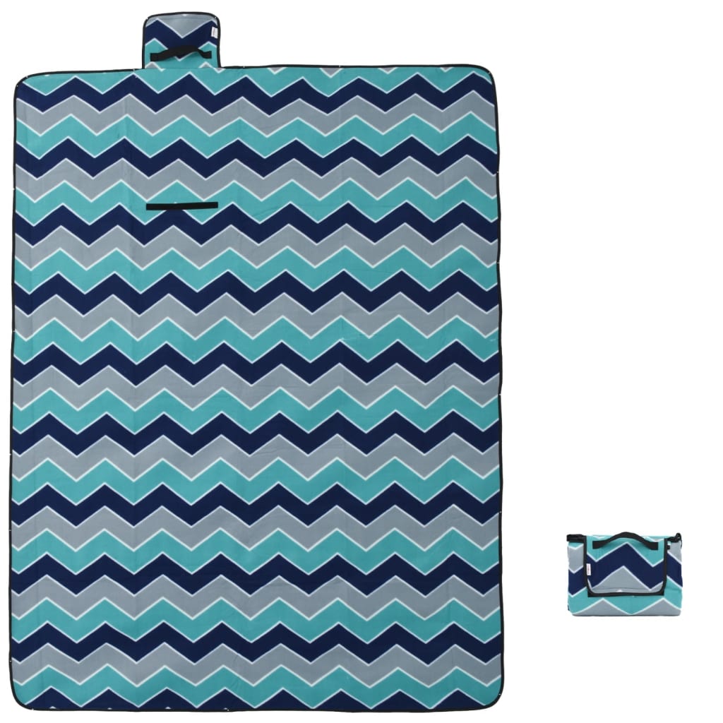 Picknickkleed opvouwbaar golven 200x150 cm fluweel blauw is nu te koop bij PeponiXL, paradijselijk wonen!