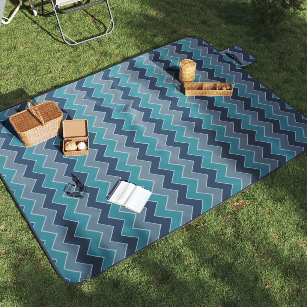 Picknickkleed opvouwbaar golven 200x150 cm fluweel blauw is nu te koop bij PeponiXL, paradijselijk wonen!