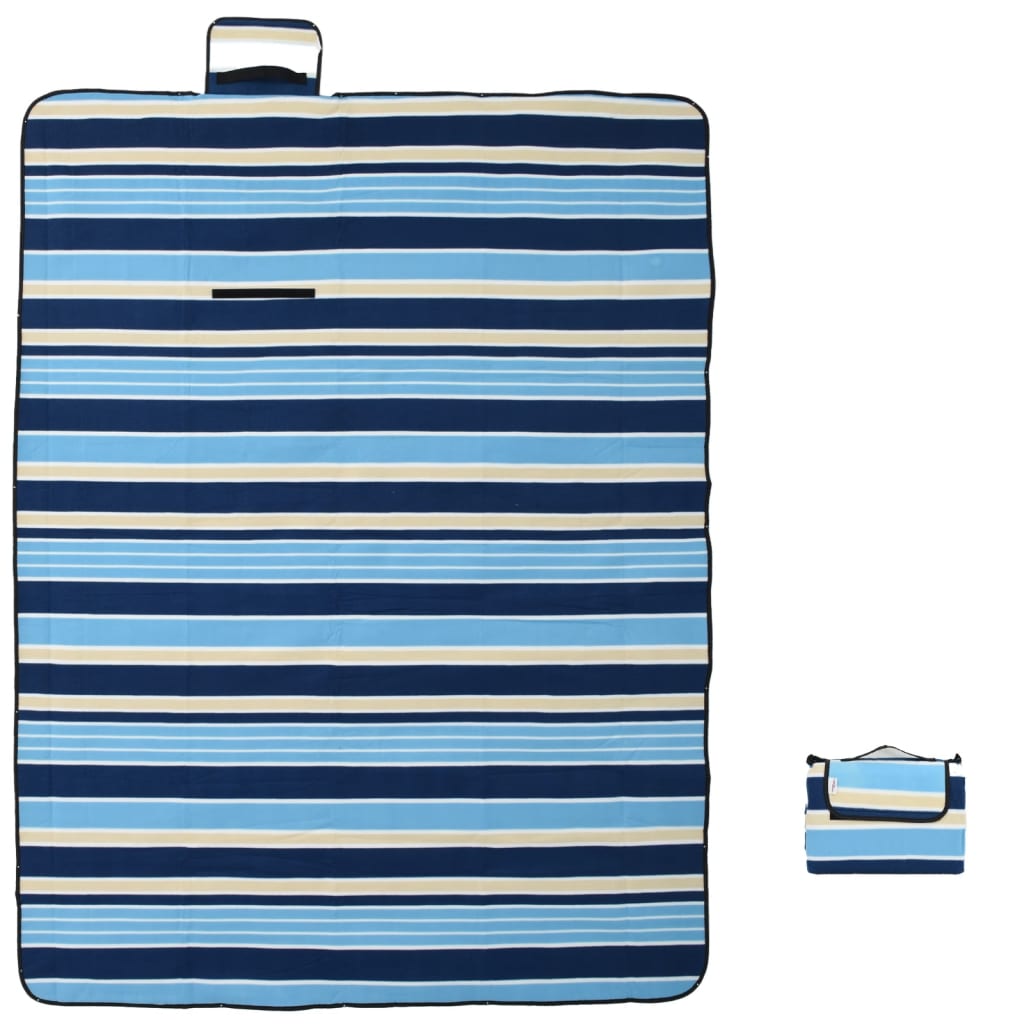Picknickkleed opvouwbaar gestreept 200x150 cm fluweel blauw wit is nu te koop bij PeponiXL, paradijselijk wonen!