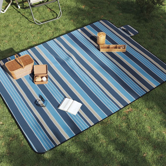Picknickkleed opvouwbaar gestreept 200x150 cm fluweel blauw wit is nu te koop bij PeponiXL, paradijselijk wonen!