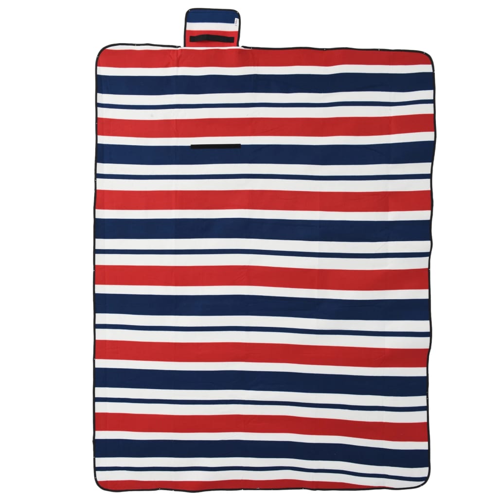 Picknickkleed opvouwbaar strepen 200x150 cm fluweel blauw rood is nu te koop bij PeponiXL, paradijselijk wonen!