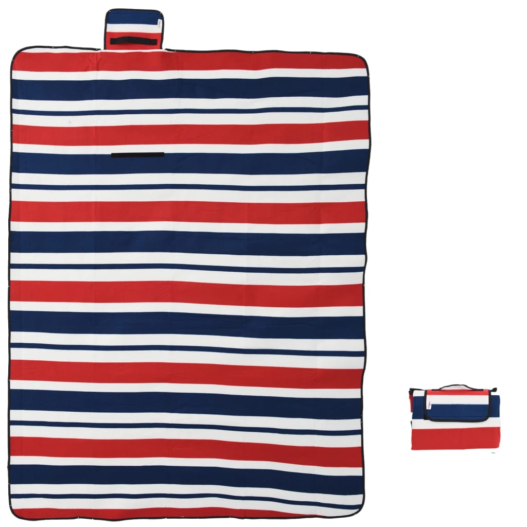 Picknickkleed opvouwbaar strepen 200x150 cm fluweel blauw rood is nu te koop bij PeponiXL, paradijselijk wonen!