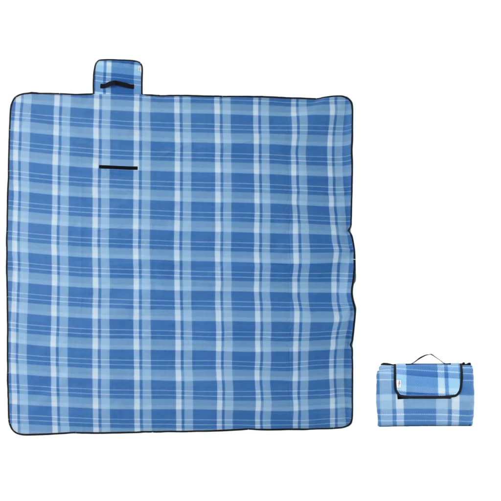 Picknickkleed opvouwbaar geruit 200x200 cm fluweel blauw is nu te koop bij PeponiXL, paradijselijk wonen!
