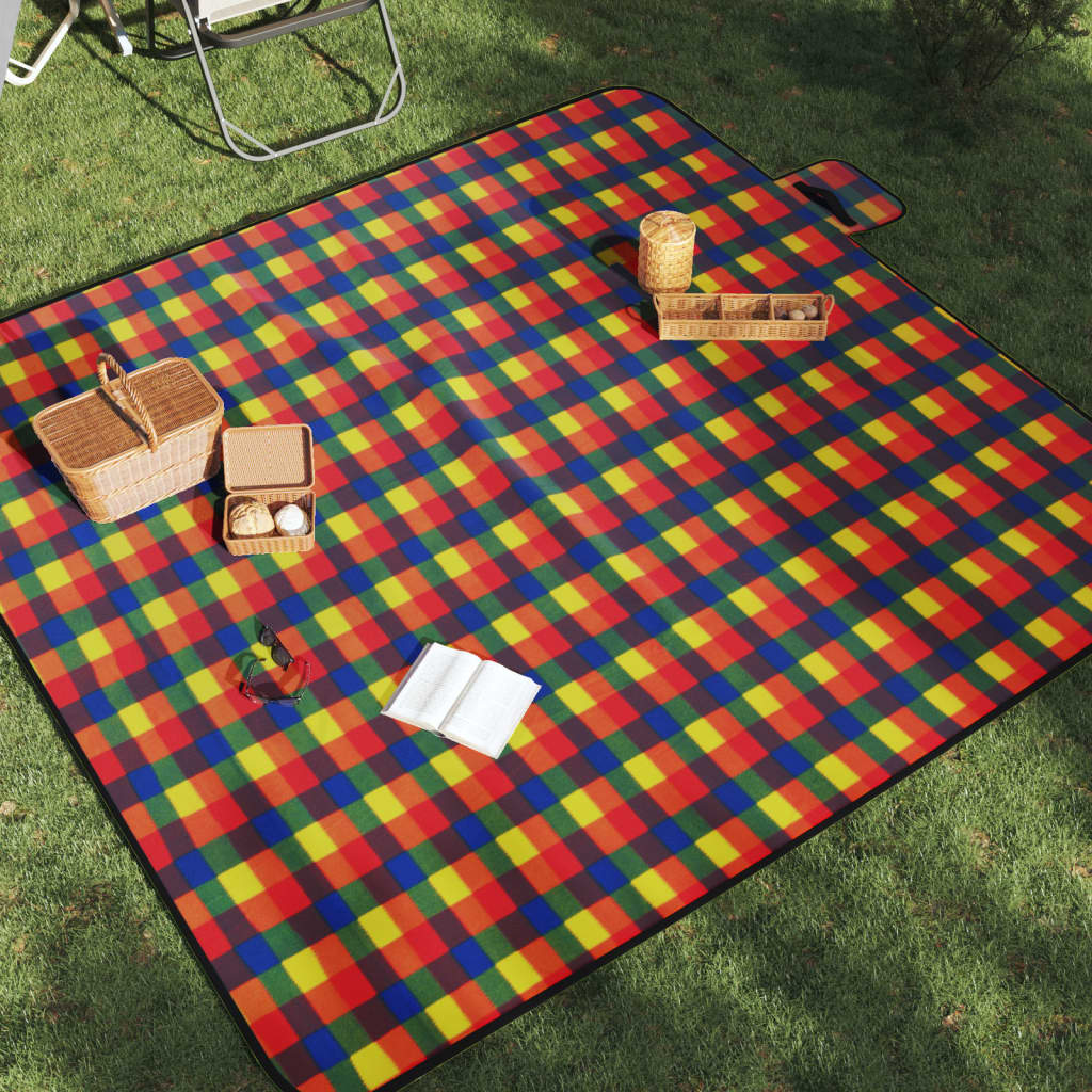Picknickkleed opvouwbaar geruit 200x200 cm fluweel meerkleurig is nu te koop bij PeponiXL, paradijselijk wonen!