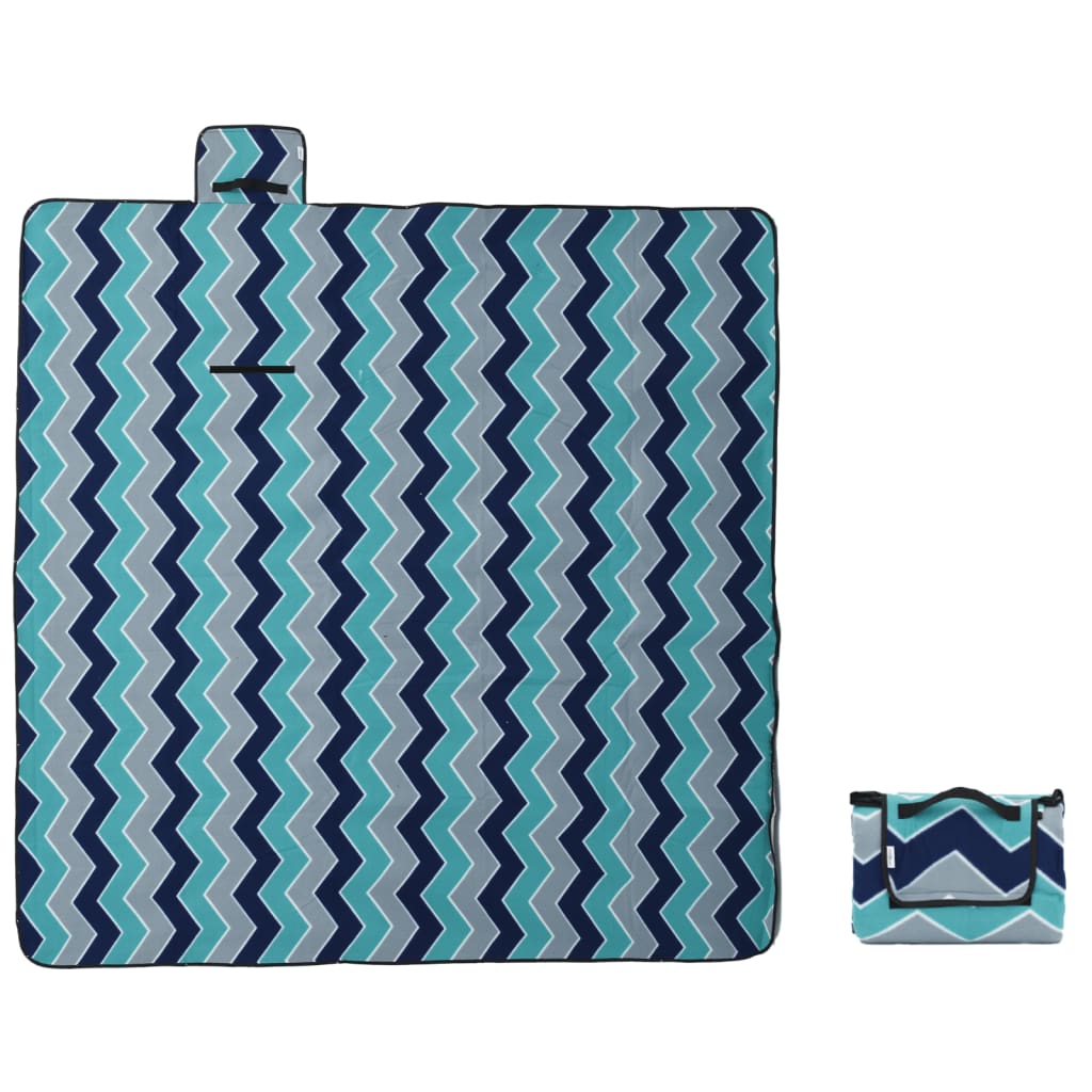 Picknickkleed opvouwbaar golven 200x200 cm fluweel blauw is nu te koop bij PeponiXL, paradijselijk wonen!