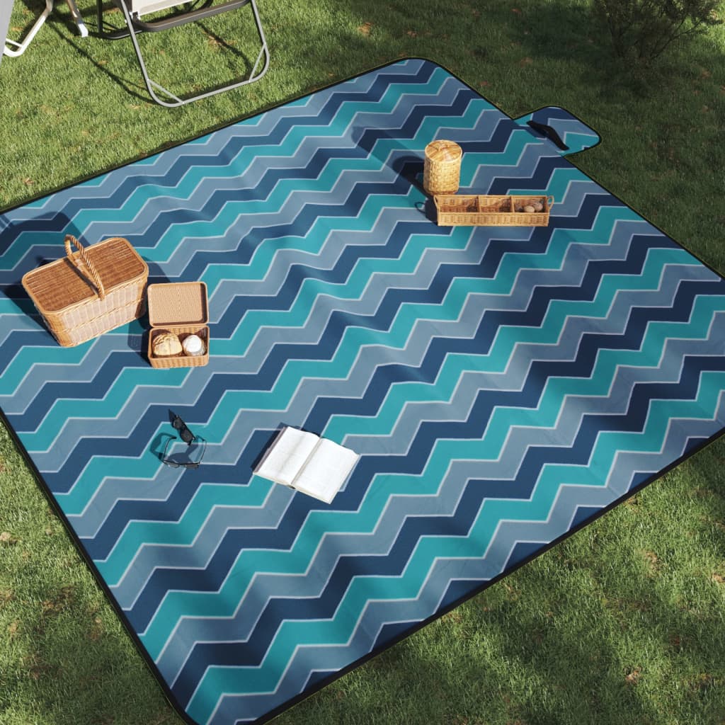 Picknickkleed opvouwbaar golven 200x200 cm fluweel blauw is nu te koop bij PeponiXL, paradijselijk wonen!
