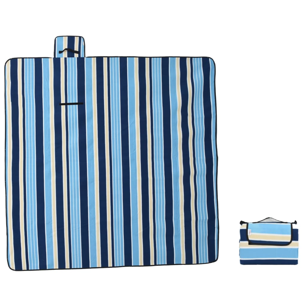 Picknickkleed opvouwbaar gestreept 200x200 cm fluweel blauw wit is nu te koop bij PeponiXL, paradijselijk wonen!