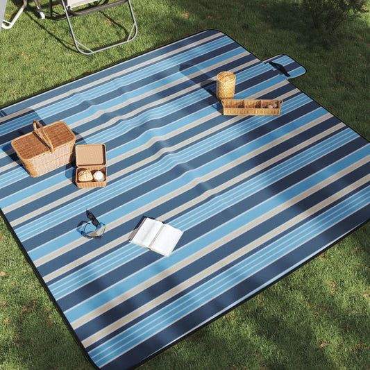 Picknickkleed opvouwbaar gestreept 200x200 cm fluweel blauw wit is nu te koop bij PeponiXL, paradijselijk wonen!
