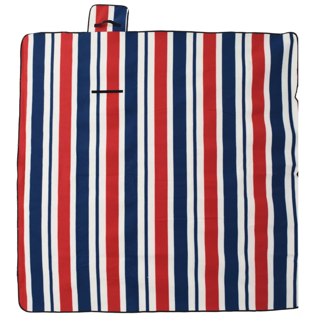 Picknickkleed opvouwbaar strepen 200x200 cm fluweel blauw rood is nu te koop bij PeponiXL, paradijselijk wonen!
