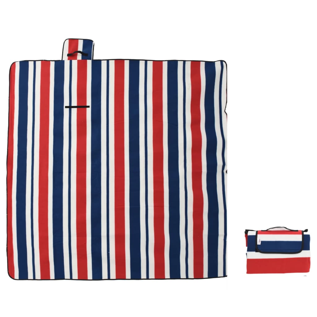 Picknickkleed opvouwbaar strepen 200x200 cm fluweel blauw rood is nu te koop bij PeponiXL, paradijselijk wonen!